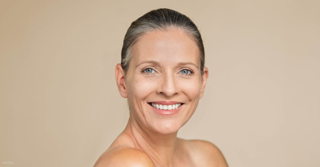 Youthful looking woman after a facelift. (Model)